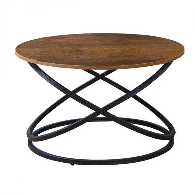 TORRE Coffee Table d.79x46cm Metal Black/Walnut