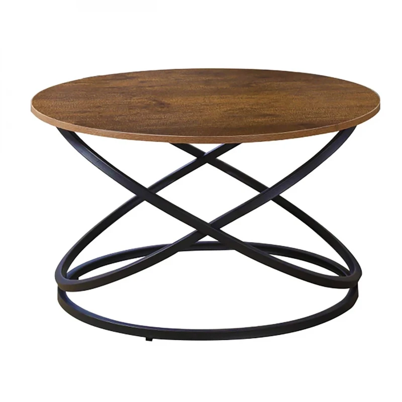 TORRE Coffee Table d.79x46cm Metal Black/Walnut