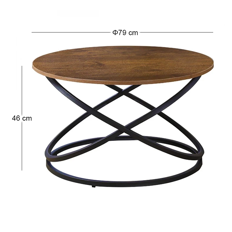 TORRE Coffee Table d.79x46cm Metal Black/Walnut
