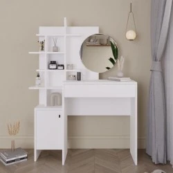 Mup Megapap melamine dressing table in white color 105x35x151cm.