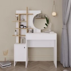 Mup Megapap melamine dressing table in white - oak color 105x35x151cm.
