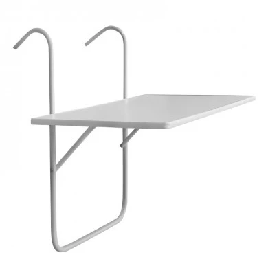 Aluminum hanging balcony table, white color 60x40x74cm.