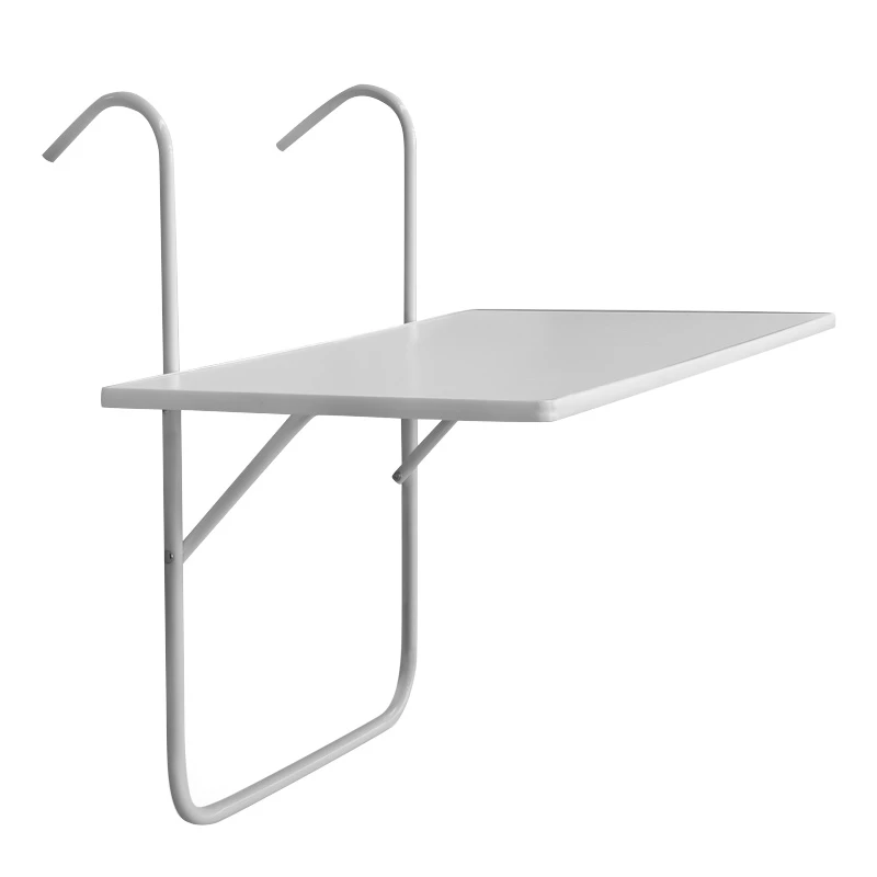 Aluminum hanging balcony table, white color 60x40x74cm.