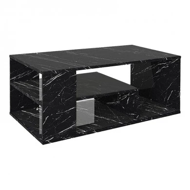Abdera Megapap melamine coffee table in black marble color 110x60x42cm.