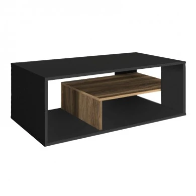 Abdera Megapap melamine coffee table in black - walnut color 110x60x42cm.