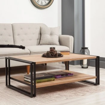 Coffee table Atlas Megapap metal - melamine color atlantic pine 110x70x40cm.