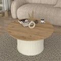Bohema Megapap melamine coffee table in ivory - sepet oak Ø85x43,2cm.