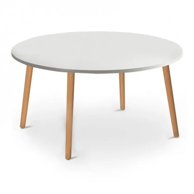 Circle Megapap melamine coffee table in white color 90x90x40cm.