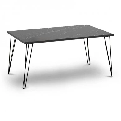 Fiona Megapap metallic - melamine coffee table in black marble effect color 90x55x43cm.