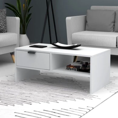 Galaxy Megapap melamine coffee table in white color 100x50x42cm.