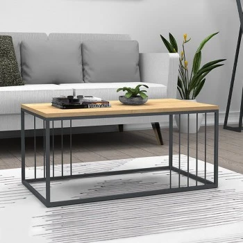 Halbert Megapap metallic - melamine coffee table in sonoma - anthracite color 90x50x40cm.