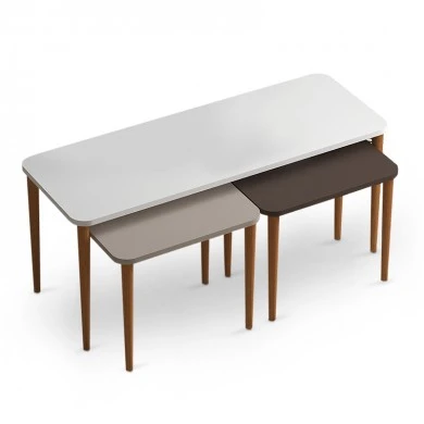 Omega Megapap melamine coffee table and side tables in white - cappuccino - brown color