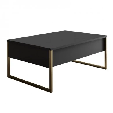 Luxe Megapap metal - melamine coffee table in anthracite - gold color 90x60x40cm.
