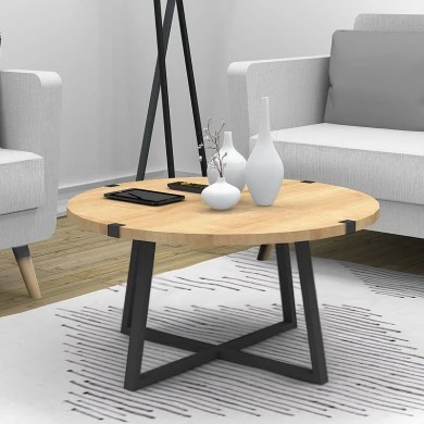 Mauricio Megapap metallic - melamine coffee table in sonoma - anthracite color 78x78x43cm.