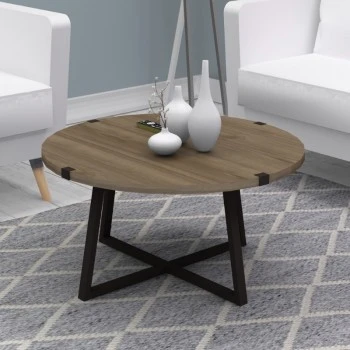 Mauricio Megapap metallic - melamine coffee table in walnut - anthracite color 78x78x43cm.