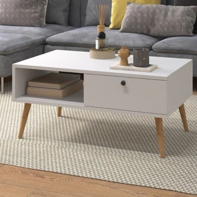 Napoli Megapap melamine coffe table in white color 90x50x44cm.