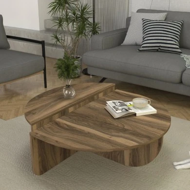 Nilvia Megapap melamine coffee table in walnut color  Ø85x35cm.