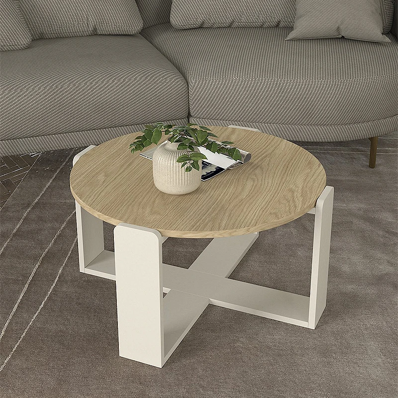 Rebel Megapap melamine coffee table in rota oak - sandstone color Ø70x38cm.