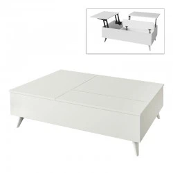 Roy Megapap coffee table with melamine polymorphic white color 121x69x40cm.