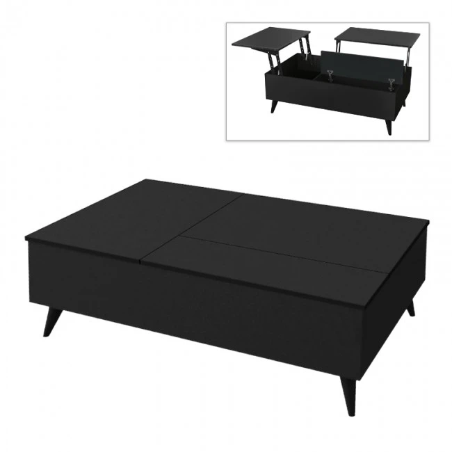 Roy Megapap coffee table with melamine polymorphic black color 121x69x40cm.
