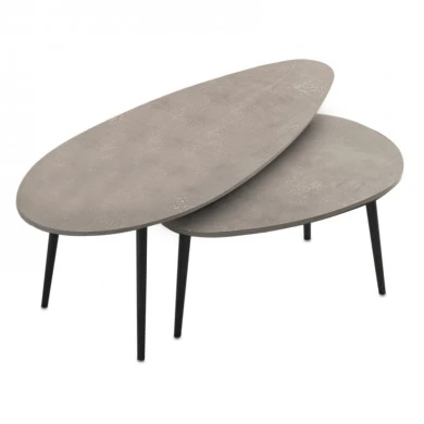 Elips Megapap melamine coffee table set of 2 in retro grey color 116x46x46cm