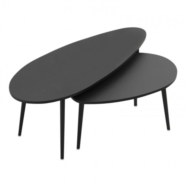 Elips Megapap melamine coffee table set of 2 in black color 116x46x46cm