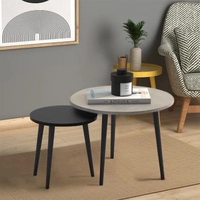 Roma Megapap melamine coffee table set of 2 in grey retro color 60x60x46cm.