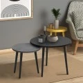 Roma Megapap melamine coffee table set of 2 in black - grey retro color 60x60x46cm.