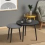 Roma Megapap melamine coffee table set of 2 in black - grey retro color 60x60x46cm.