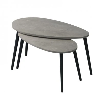 Spline Megapap melamine set of two pieces coffee tables in grey retro color 80x40x46cm.