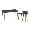 Soul Megapap melamine coffee table set of 4 in black marble effect color 90x55x43cm.