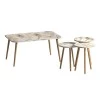 Soul Megapap melamine coffee table set of 4 in beige marble effect color 90x55x43cm.