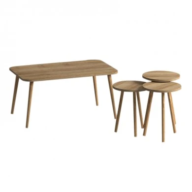 Soul Megapap melamine coffee table set of 4 in oak color 90x55x43cm.