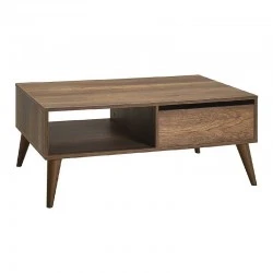 Slide Megapap melamine coffee table in walnut color 110x65x42cm.