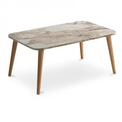 Soul Megapap melamine coffee table in beige marble effect color 90x55x41cm.