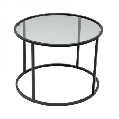 Startis Megapap metal - tempered glass coffee table in black color Ø60x43cm.