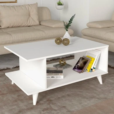 Titus Megapap melamine coffee table in white color 100x60x45cm.
