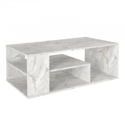 Abdera Megapap melamine coffee table in white marble color 110x60x42cm.