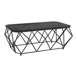 Acton coffee table with metallic frame and glass surface in black color 123x63x44cm. Acton coffee table with metallic frame and glass surface in black color 123x63x44cm.