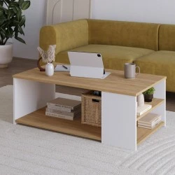 Berg Megapap melamine coffee table in oak - white color 110x60x40cm.
