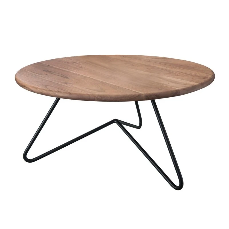 BORAL Coffee Table d.83x40 Acacia Natural Finish (Black Paint)