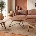 BORAL Coffee Table d.83x40 Acacia Natural Finish (Black Paint)