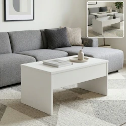 Devon Megapap coffee table with melamine polymorphic in white color 110x60x44,8cm.