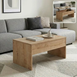Devon Megapap coffee table with melamine polymorphic in sapphire oak color 110x60x44,8cm.