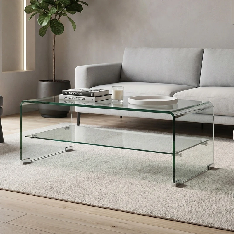 GLASSER Clear Coffee Table With Shelf 100x50x43cm