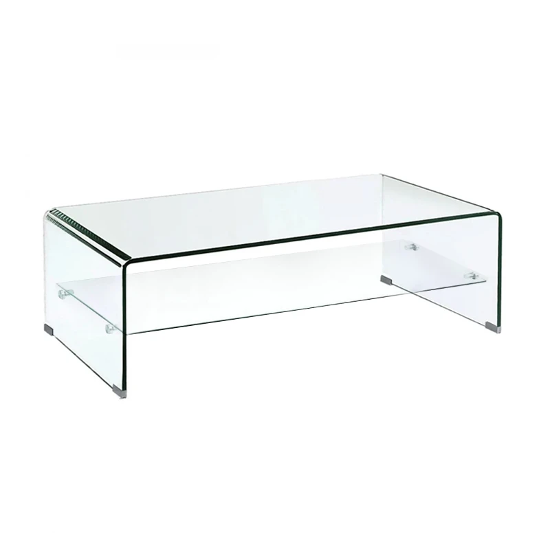 GLASSER Clear Coffee Table With Shelf 100x50x43cm