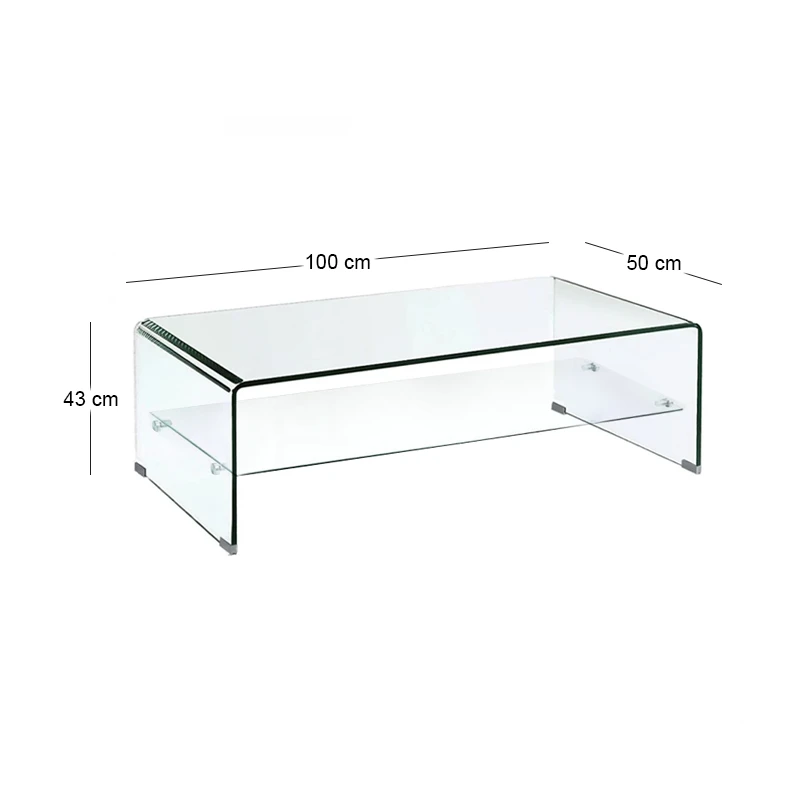 GLASSER Clear Coffee Table With Shelf 100x50x43cm