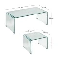 GLASSER Clear Coffee Table(+2 Side) 90x50x38cm