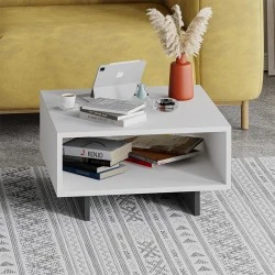 Hola Megapap melamine coffee table in white-anthracite color 60x60x32cm.