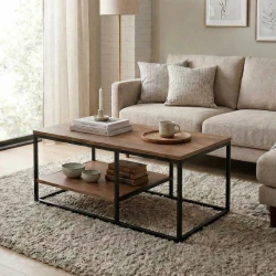 Kane Megapap metal - melamine coffe table in pine oak color 106x50x42cm.